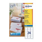 Avery White Inkjet Address Labels 63.5 x 33.9mm 24 Per Sheet (Pack of 2400) J8159-100