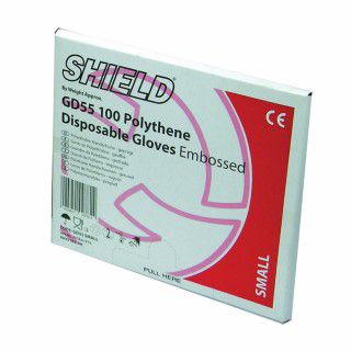 Shield Embossed Polythene Gloves For Black Dispenser Medium (Pack of 100) GD55