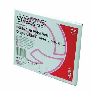 Shield Embossed Polythene Gloves For Black Dispenser Large (Pack of 100) GD55