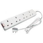 4-Way 13 Amp 5 Metre Extension Lead White with Neon Light CEDTS4513M