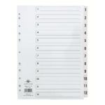 Concord Classic Index 1-12 A4 White Board With Clear Mylar Tabs 01201/Cs12