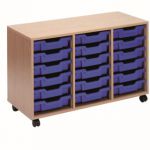 Jemini Mobile Storage Unit 18 Blue Trays Beech KF72340