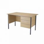 Serrion Ferrera Oak 1200mm Four Leg Desk with Three Drawer Pedestal KF838374