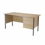 Serrion Ferrera Oak 1500mm Four Leg Desk with Three Drawer Pedestal KF838378
