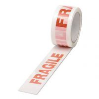 White/Red Polypropylene Fragile Printed Tape 50mmx66m (Pack of 6) PPP-C