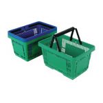 Plastic Shopping Basket (Pack of 12) Green 370767