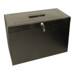 Cathedral Metal File Box Home Office Foolscap Black HOBK