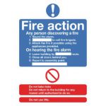 Safety Sign Fire Action Standard A5 Self-Adhesive FR03551S