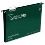 Rexel Crystalfile Extra 50mm Suspension File Foolscap Green (Pack of 25) 3000112