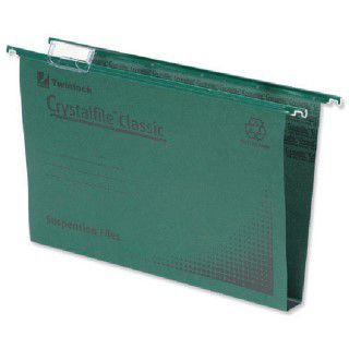 Rexel Crystalfile Classic Suspension File 30mm A4 Green (Pack of 50) 70621
