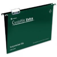 Rexel Crystalfile Extra 15mm Suspension File Foolscap Green (Pack of 25) 70628