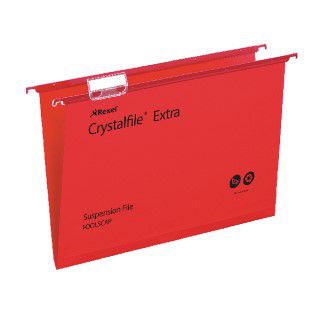Rexel Crystalfile Extra 15mm Suspension File Foolscap Red (Pack of 25) 70629