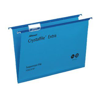 Rexel Crystalfile Extra 15mm Suspension File Foolscap Blue (Pack of 25) 70630