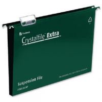 Rexel Crystalfile Extra 30mm Suspension File Foolscap Green (Pack of 25) 70631
