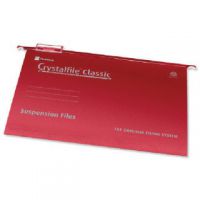 Rexel Crystalfile Classic 15mm Suspension File Foolscap Red (Pack of 50) 78141