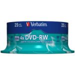 Verbatim DVD-RW 4X Silver Non-Printable Spindle (Pack of 25) 43639