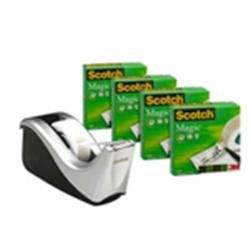 Scotch Magic Tape Wave Dispenser with 4 Rolls of Tape