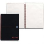 Black n Red Wire Bound Book A4 Feint-Ruled